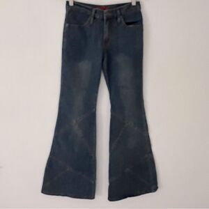 Y2K Jeans Flared Grunge Patchwork DCM Size 27 Hippie Festival